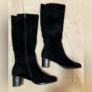 Berkonty black genuine suede boots, size 10